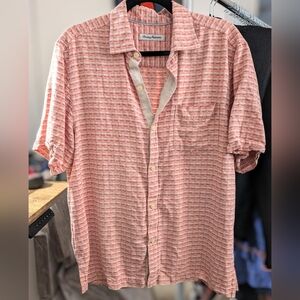 Tommy Bahama 100% Silk Washable Geovanni Beachy Collared Shirt Sz M Coral